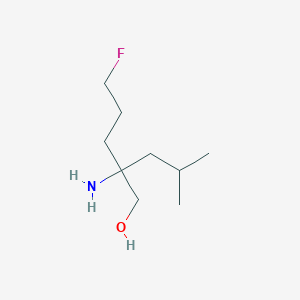 molecular formula C9H20FNO B13216763 2-Amino-2-(3-fluoropropyl)-4-methylpentan-1-ol 