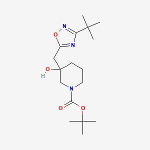 molecular formula C17H29N3O4 B13216810 tert-Butyl 3-[(3-tert-butyl-1,2,4-oxadiazol-5-yl)methyl]-3-hydroxypiperidine-1-carboxylate 