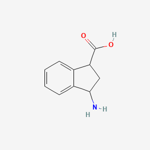 molecular formula C10H11NO2 B13216915 3-amino-2,3-dihydro-1H-indene-1-carboxylic Acid 