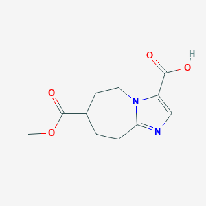 molecular formula C11H14N2O4 B13216921 7-(Methoxycarbonyl)-5H,6H,7H,8H,9H-imidazo[1,2-a]azepine-3-carboxylic acid 