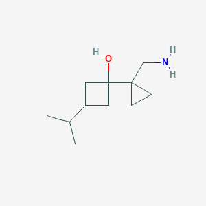 molecular formula C11H21NO B13217032 1-[1-(Aminomethyl)cyclopropyl]-3-(propan-2-yl)cyclobutan-1-ol 