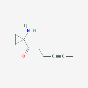 molecular formula C9H13NO B13217048 1-(1-Aminocyclopropyl)hex-4-yn-1-one 