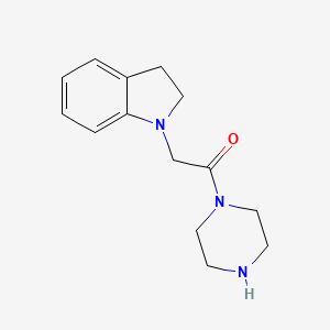 molecular formula C14H19N3O B13217109 2-(2,3-dihydro-1H-indol-1-yl)-1-(piperazin-1-yl)ethan-1-one 