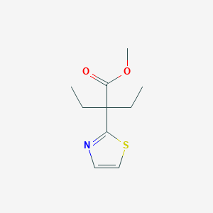 molecular formula C10H15NO2S B13217289 Methyl 2-ethyl-2-(1,3-thiazol-2-yl)butanoate 