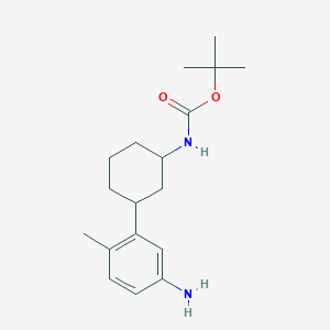 molecular formula C18H28N2O2 B13217440 tert-Butyl N-[3-(5-amino-2-methylphenyl)cyclohexyl]carbamate 