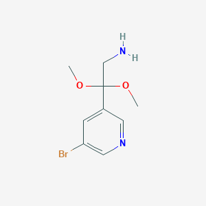 molecular formula C9H13BrN2O2 B13217543 2-(5-Bromopyridin-3-yl)-2,2-dimethoxyethan-1-amine 