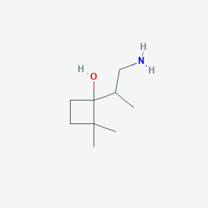 molecular formula C9H19NO B13217569 1-(1-Aminopropan-2-yl)-2,2-dimethylcyclobutan-1-ol 