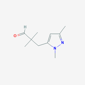 molecular formula C10H16N2O B13217707 3-(1,3-Dimethyl-1H-pyrazol-5-yl)-2,2-dimethylpropanal 