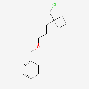 molecular formula C15H21ClO B13217723 ({3-[1-(Chloromethyl)cyclobutyl]propoxy}methyl)benzene 