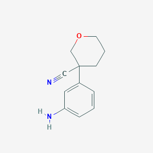 molecular formula C12H14N2O B13217729 3-(3-Aminophenyl)oxane-3-carbonitrile 