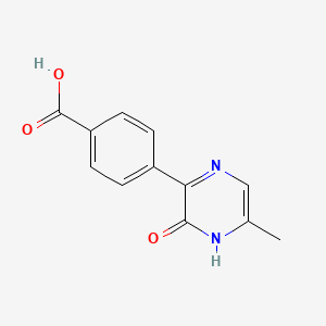 molecular formula C12H10N2O3 B13217773 4-(5-Methyl-3-oxo-3,4-dihydropyrazin-2-yl)benzoic acid 