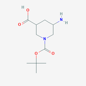 molecular formula C11H20N2O4 B13217852 5-Amino-1-(tert-butoxycarbonyl)piperidine-3-carboxylic acid 