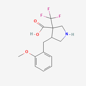 molecular formula C14H16F3NO3 B13217871 4-[(2-Methoxyphenyl)methyl]-3-(trifluoromethyl)pyrrolidine-3-carboxylic acid 