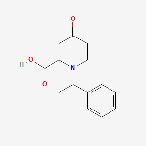 molecular formula C14H17NO3 B13217961 4-Oxo-1-(1-phenylethyl)piperidine-2-carboxylic acid 