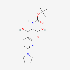 molecular formula C17H25N3O5 B13218054 2-{[(Tert-butoxy)carbonyl]amino}-3-hydroxy-3-[6-(pyrrolidin-1-yl)pyridin-3-yl]propanoic acid 