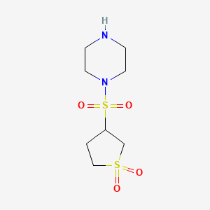 molecular formula C8H16N2O4S2 B13218254 3-(Piperazine-1-sulfonyl)-1lambda6-thiolane-1,1-dione 