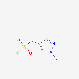 molecular formula C9H15ClN2O2S B13218255 (3-tert-Butyl-1-methyl-1H-pyrazol-4-yl)methanesulfonyl chloride 