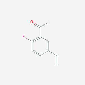 molecular formula C10H9FO B13218320 1-(5-Ethenyl-2-fluorophenyl)ethan-1-one 