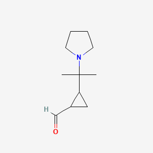 molecular formula C11H19NO B13218368 2-[2-(Pyrrolidin-1-yl)propan-2-yl]cyclopropane-1-carbaldehyde 