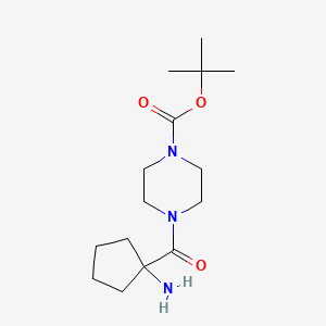 molecular formula C15H27N3O3 B13218378 Tert-butyl 4-[(1-aminocyclopentyl)carbonyl]piperazine-1-carboxylate 