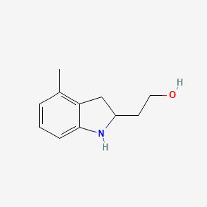 molecular formula C11H15NO B13218488 2-(4-Methyl-2,3-dihydro-1H-indol-2-yl)ethan-1-ol 