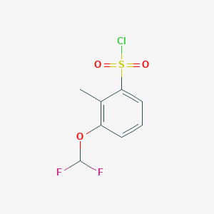 molecular formula C8H7ClF2O3S B13218491 3-(Difluoromethoxy)-2-methylbenzene-1-sulfonyl chloride 