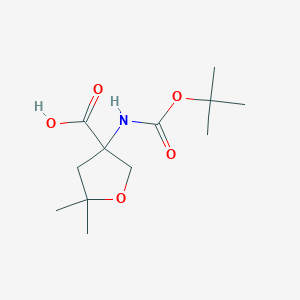 molecular formula C12H21NO5 B13218512 3-{[(Tert-butoxy)carbonyl]amino}-5,5-dimethyloxolane-3-carboxylic acid 