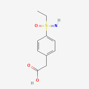 molecular formula C10H13NO3S B13218543 2-{4-[Ethyl(imino)oxo-lambda6-sulfanyl]phenyl}acetic acid 