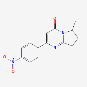 molecular formula C14H13N3O3 B13218601 6-Methyl-2-(4-nitrophenyl)-4H,6H,7H,8H-pyrrolo[1,2-a]pyrimidin-4-one 