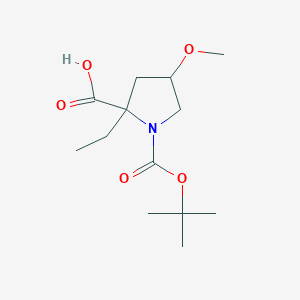 molecular formula C13H23NO5 B13218630 1-[(tert-Butoxy)carbonyl]-2-ethyl-4-methoxypyrrolidine-2-carboxylic acid 