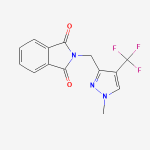 molecular formula C14H10F3N3O2 B13218697 2-{[1-methyl-4-(trifluoromethyl)-1H-pyrazol-3-yl]methyl}-2,3-dihydro-1H-isoindole-1,3-dione 