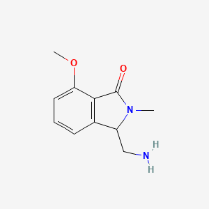 molecular formula C11H14N2O2 B13218814 3-(Aminomethyl)-7-methoxy-2-methyl-2,3-dihydro-1H-isoindol-1-one 