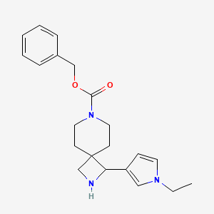 molecular formula C21H27N3O2 B13218907 Benzyl 1-(1-ethyl-1H-pyrrol-3-yl)-2,7-diazaspiro[3.5]nonane-7-carboxylate 