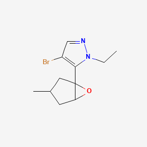 molecular formula C11H15BrN2O B13219158 4-Bromo-1-ethyl-5-{3-methyl-6-oxabicyclo[3.1.0]hexan-1-yl}-1H-pyrazole 