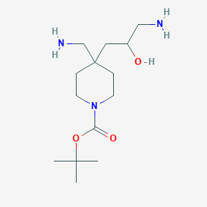 molecular formula C14H29N3O3 B13219167 tert-Butyl 4-(3-amino-2-hydroxypropyl)-4-(aminomethyl)piperidine-1-carboxylate 