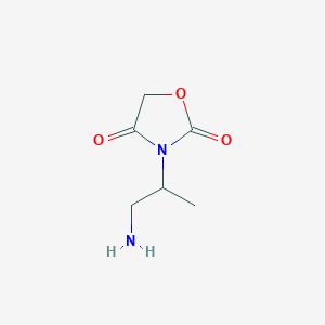 molecular formula C6H10N2O3 B13219177 3-(1-Aminopropan-2-yl)-1,3-oxazolidine-2,4-dione 