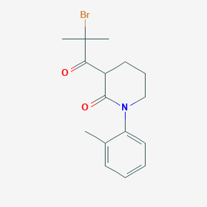 molecular formula C16H20BrNO2 B13219202 3-(2-Bromo-2-methylpropanoyl)-1-(2-methylphenyl)piperidin-2-one 