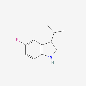 molecular formula C11H14FN B13219238 5-Fluoro-3-(propan-2-YL)-2,3-dihydro-1H-indole 