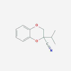 molecular formula C12H13NO2 B13219252 2-(Propan-2-yl)-2,3-dihydro-1,4-benzodioxine-2-carbonitrile 