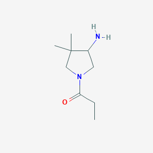 molecular formula C9H18N2O B13219306 1-(4-Amino-3,3-dimethylpyrrolidin-1-yl)propan-1-one 