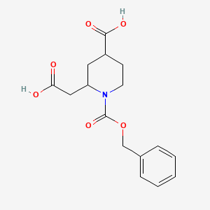 molecular formula C16H19NO6 B13219320 1-[(Benzyloxy)carbonyl]-2-(carboxymethyl)piperidine-4-carboxylic acid 