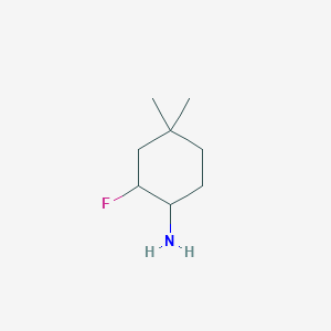 molecular formula C8H16FN B13219321 2-Fluoro-4,4-dimethylcyclohexan-1-amine 