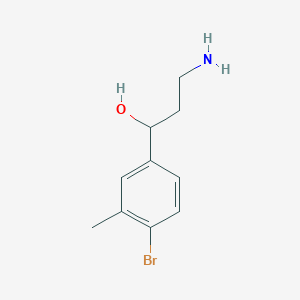 molecular formula C10H14BrNO B13219343 3-Amino-1-(4-bromo-3-methylphenyl)propan-1-ol 