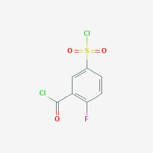 molecular formula C7H3Cl2FO3S B13219387 5-(Chlorosulfonyl)-2-fluorobenzoyl chloride 