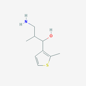 molecular formula C9H15NOS B13219440 3-Amino-2-methyl-1-(2-methylthiophen-3-yl)propan-1-ol 