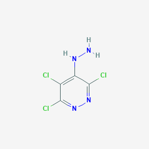 molecular formula C4H3Cl3N4 B13219460 3,4,6-Trichloro-5-hydrazinylpyridazine 