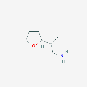 molecular formula C7H15NO B13219537 2-(Oxolan-2-yl)propan-1-amine 