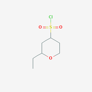 molecular formula C7H13ClO3S B13219600 2-Ethyloxane-4-sulfonyl chloride 