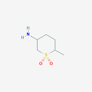 molecular formula C6H13NO2S B13219601 5-Amino-2-methyl-1lambda6-thiane-1,1-dione 