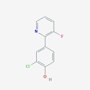 molecular formula C11H7ClFNO B13219635 2-Chloro-4-(3-fluoropyridin-2-yl)phenol 